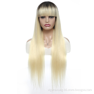 Vigorous wholesale price semi vendor short 28 inch ombre blonde woman raw unprocessed brazilian human hair wigs for black women